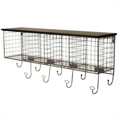 Linon Four Cubby Wall Shelf in Black