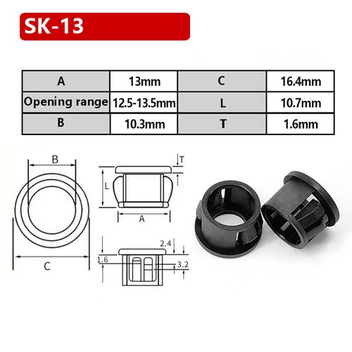 Dia 8 - 60mm Snap in Cable Hose Cover Bushing Grommet Wire Tidy Protector Black - Picture 17 of 34