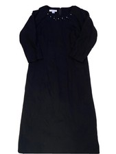 Pendleton Sheath Dress Black Classy Embellishments Women 6 Sleeve Zip Classic