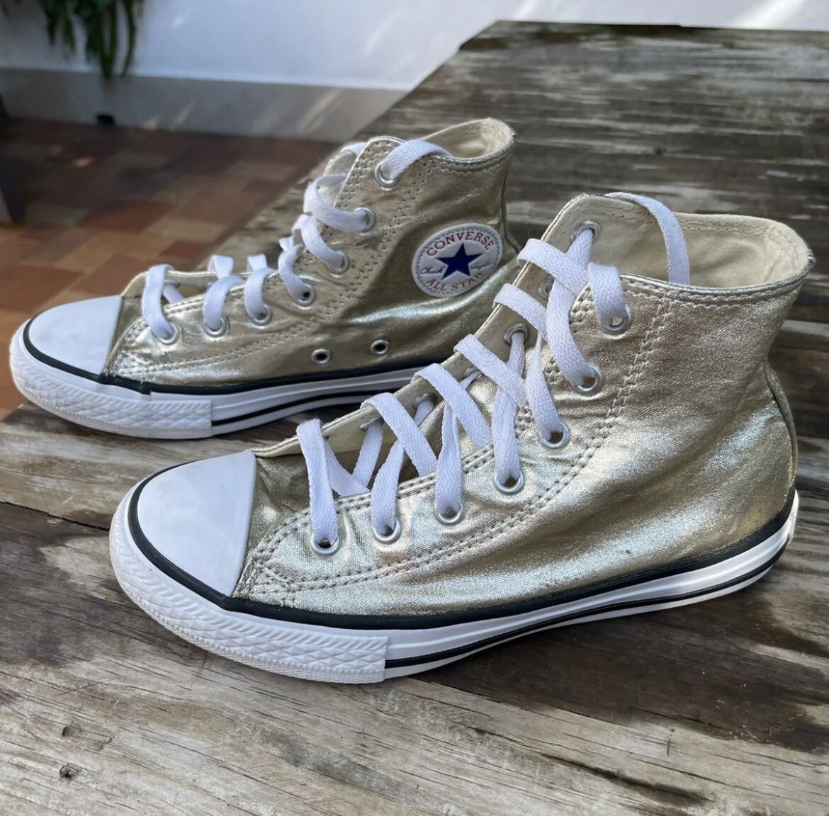 Golden Converse High Tops