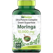 Moringa Capsules 10,000mg 120ct Pure Leaf Powder Superfood Non-GMO USA