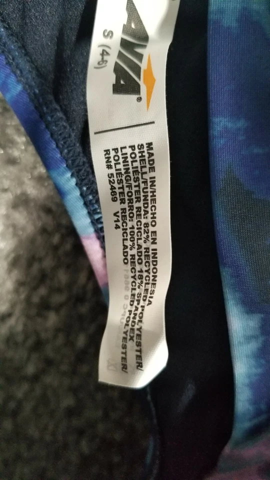 Top de bikini Avia para mujer talla S/4-6 cuello redondo cremallera trasera tie dye azul/multi nuevo con etiquetas natación Foto 4 de 4