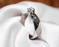 1Ct Round Cut Lab-Created Diamond Solitaire Wedding Ring 14k White Gold Plated