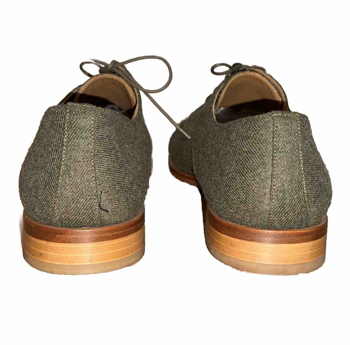 New! Taft Green Oxford Cap Toe Shoes Wool Handcrafted In 