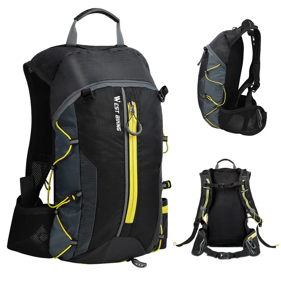WEST BIKING Impermeable Ciclismo Senderismo Hidratación Pack Mochila Bolsa 10L Amarillo Foto 3 de 4