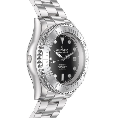 Oceaneva™ Men's Deep Marine Explorer III 3000M Watch Black Dial Automatic - Picture 6 of 15