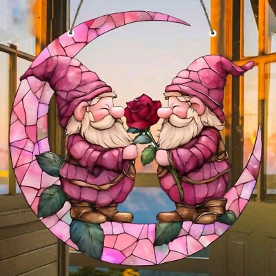 Romantische Gonks Wichtel & Rosenglasoptik Sonnenfänger, Valentinstag Geschenk.