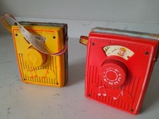 VTG 1970s 2 Piece Lot Fisher Price Pocket Radio Music Boxes 1 Works