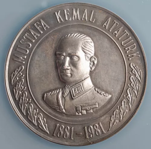 1981, Turkey (Republic). Large "Mustafa Kemal Atatürk" Medal. Rare! NGC MS-66!