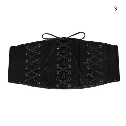 Damen Pu Leder Taillengürtel Cincher Korsett Schwarz Breitband Elastisch v//1 - Bild 15 von 22