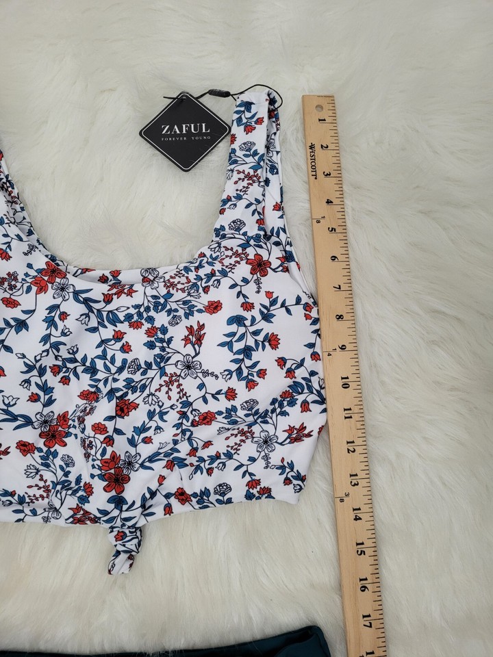 ZAFUL Womens High Waist Tankini Scoop Neck Knotted Two Piece Tankini