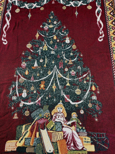 Weihnachtsbaumgeschenke Wandteppich Überwurfdecke Weihnachten 68 Zoll Goodwin Webtes Vintage  - Bild 1 von 10