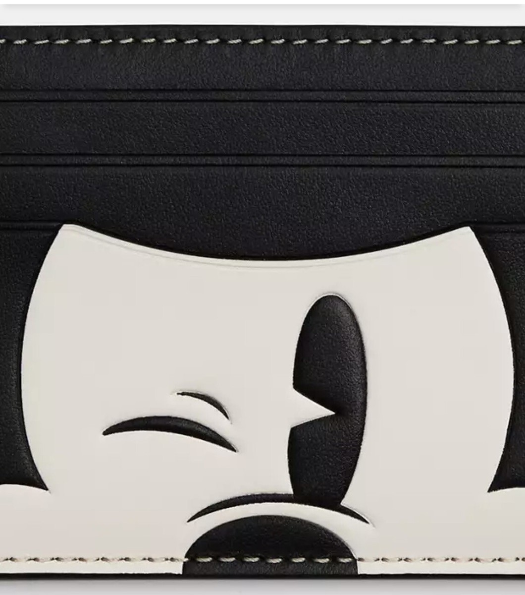 Disney X Coach Slim Id Card Case With Wink Mickey Mouse NWT