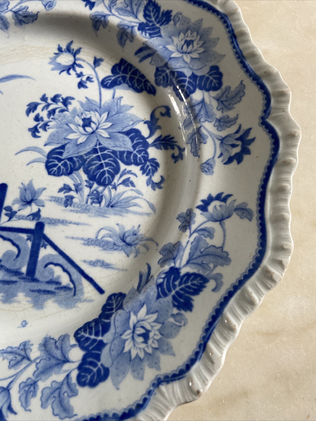 Rare blue white Dinner Plate stone china No 21 Hicks & Meigh C