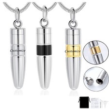 Cremation Jewelry Bullet Urn Necklace for Ashes Cylinder Urn Memorial Keepsake