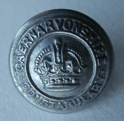 Obsolete Kings Crown Caernarvonshire Constabulary 17.5mm Uniform Button