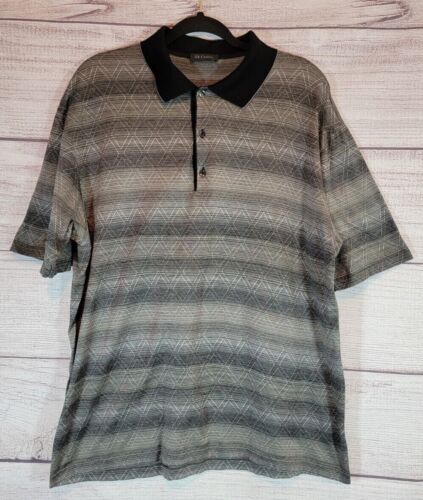 St.Croix Geometric Print Polo Shirt Grey and Black Size X-Large Men's - Afbeelding 1 van 4