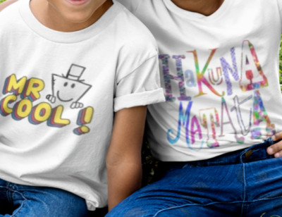 Personalized Short Sleeve Kids T-Shirt Printed In France White Color