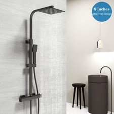 Exposed Thermostatic  Shower Mixer Bathroom Twin head Square&Round Bar Set