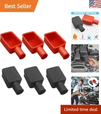 Soft Rubber Battery Terminal Protector Covers - 6Pcs in Red & Black for Easy Use