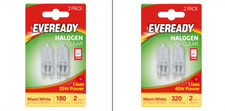 2x Eveready G9 Halogen Light Bulbs 25W / 40W Warm White For Ovens / Chandeliers