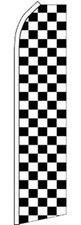 SUPER 15' FT SWOOPER BLACK WHIE CHECKERED FLAG advertizing TALL Sign BANNER 712