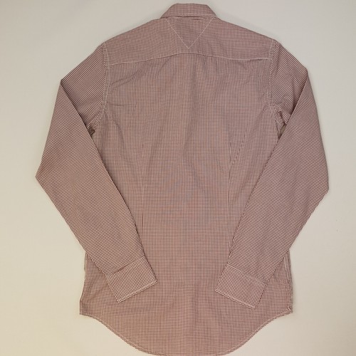 Tommy Hilfiger Shirt Check SMALL Slim Fit Maroon Check Casual RRP £75 - Picture 12 of 13