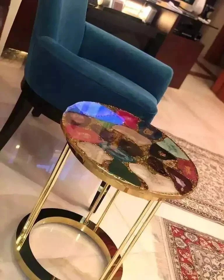 Modern Agate Table | Handcrafted Natural Stone Console Table | Unique Mix agates - Image 3 of 4