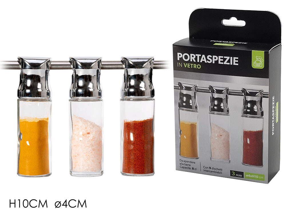 Set 3 Portaspezie da appendere alla barra porta spezie sale pepe in...