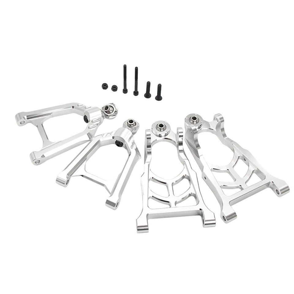 Alloy CNC Front suspension A-Arm Set Silver in US fit 1/5 HPI BAJA RV 5B 5T 5SC - Image 3 of 4