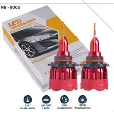 Pair 9005 6000K LED Car Headlights Fog Lights Hi/Low Beam Bulbs Sets 55W 16000LM