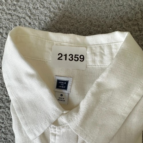 Janie and Jack Shirt Youth Boys Size 6 White 100% Linen Mens Button Up Summer - Picture 9 of 9