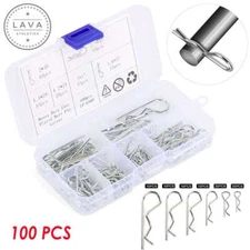 100 Pcs Cotter Pins, R Clips Split Pins Assortment Kit, Disc Caliper Pin R Clip