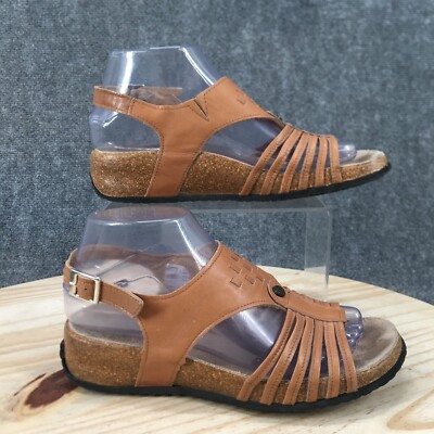 Haflinger Sandals Womens 37 Slingback Brown Buckle Strap Open Toe Comfort Casual