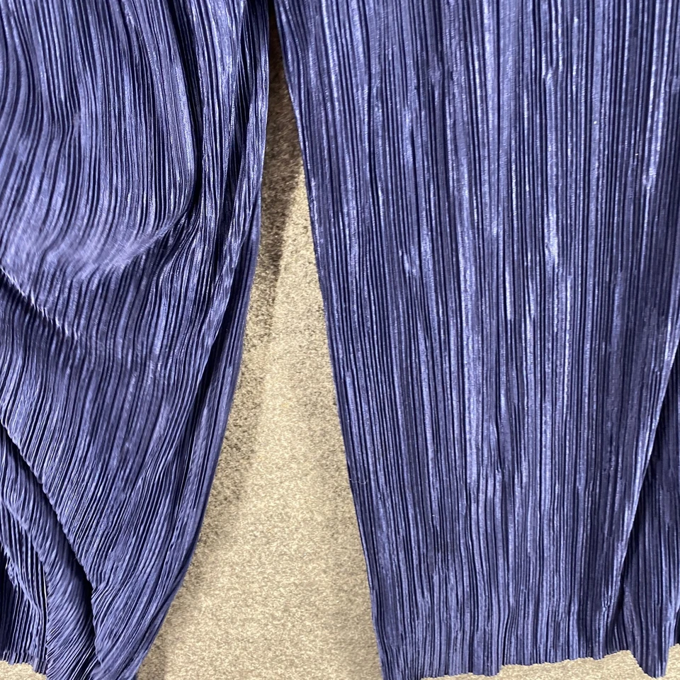 Pantalones Anne Klein Mujer L Grande Azul Tiro Alto Frente Plano Chino Pull On Informal Foto 3 de 4