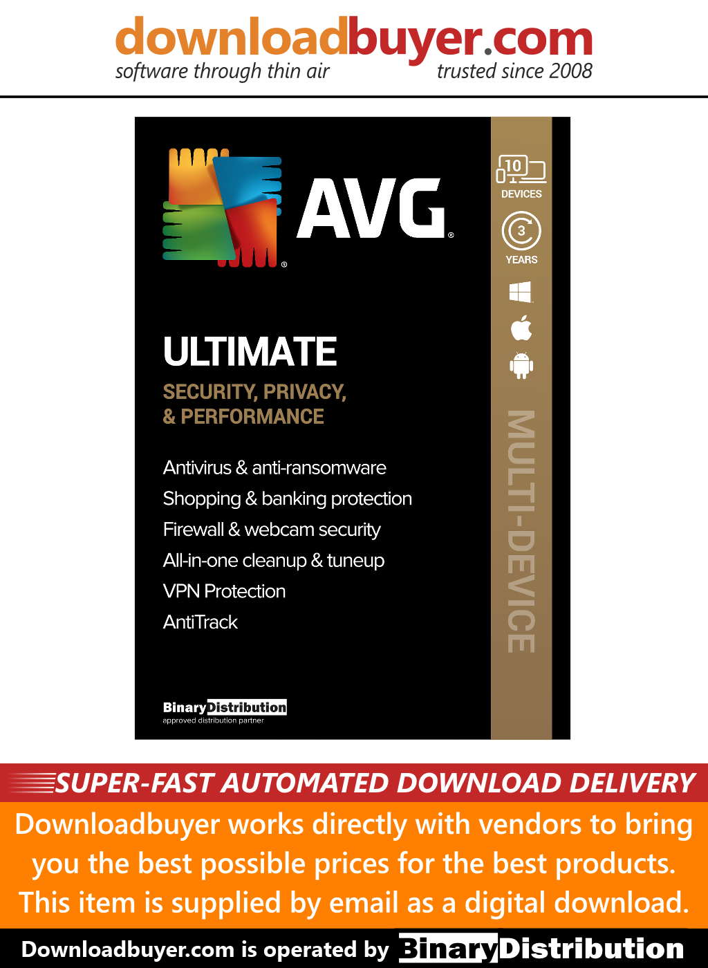 AVG Ultimate 2023 - 10 Devices - 3 Years - [Download] 8590555995545 | eBay