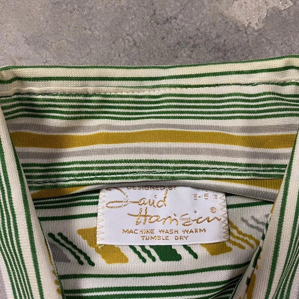 Camisa Discoteca David Harrison Años 70 De Colección M Para Hombre Verde Amarillo Estampado Completo Aguacate Foto 3 de 4