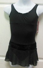 NWT Mirella Velvet Waist Black Tank Leotard Dance Ballet Dress Girls 8/10 M304C