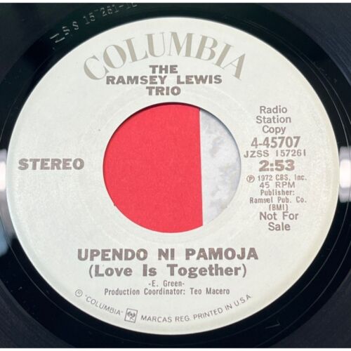 Ramsey Lewis Trio Upendo Ni Pamoja (Love is Together) 45 Jazz Funk Promo VG+/NM - Imagen 2 de 4