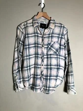 Rails Womens Rose Indigo Cloudwash Plaid Cotton Hunter Button Down Shirt Size XS