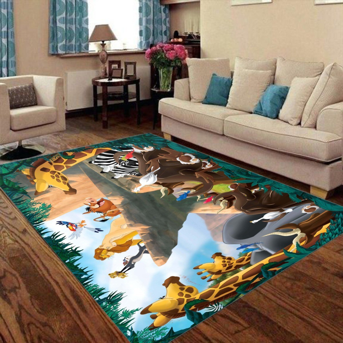 Alfombra de piso rectangular plegable con estampado de El Rey León de Disney