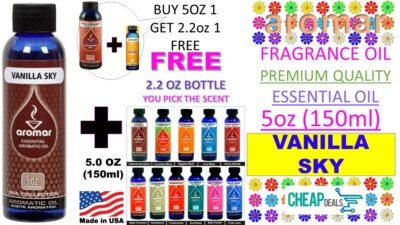 AROMAR 100% Fragrance Essential Oil Premium Quality VANILLA SKY 5 oz + FREE 1