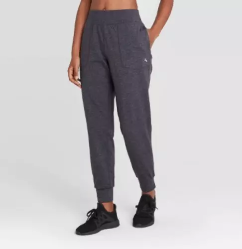 Women's Jogger Pants XS (0-2) Mid-Rise Brushed Jersey - JoyLab Gray Pockets