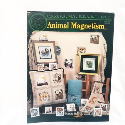Animal Magnetism Cross Stitch 12 patterns Leaflet CSB104 Cross My Heart 1994
