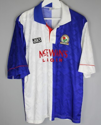 1992-1993 BLACKBURN ROVERS ASICS HOME FOOTBALL SHIRT JERSEY SIZE