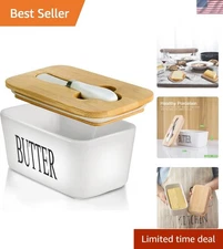 Large Airtight Butter Keeper | White Ceramic Dish with Lid for Stylish Kitchens