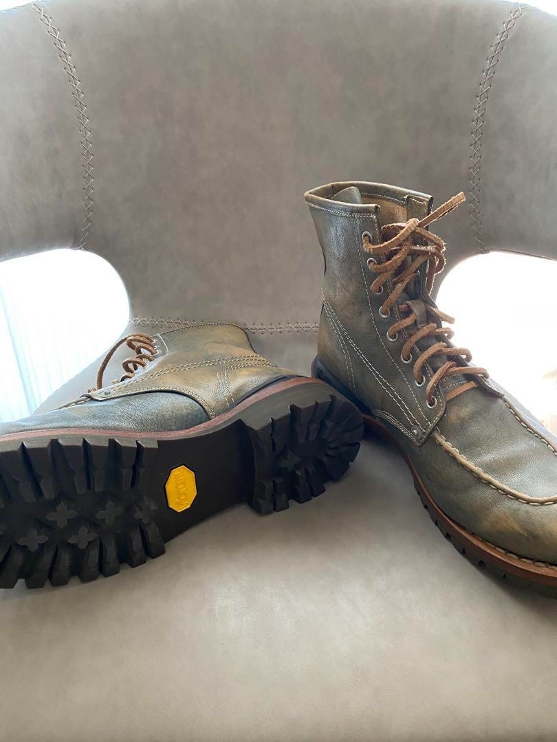 visvim VANGUARD BOOTS-FOLK Blue Men's Work Boots US 9.5 27.5cm Suede Vibram Rare image 5