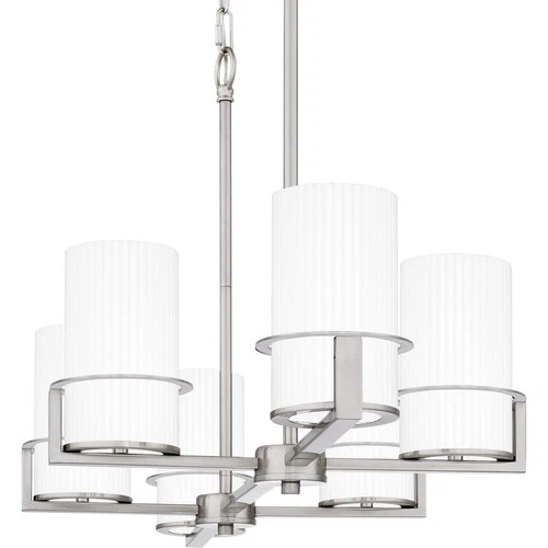 Brushed Nickel Six Light Linear Chandelier from the Seymour Collection - Picture 5 of 7