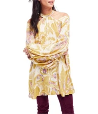 Free People Womens Drift Away Boho Tunic Blouse, Green, X-Small