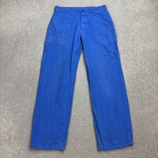 VINTAGE French Trousers Adult 29x29 Blue Workwear Chore Distressed Utility Mens